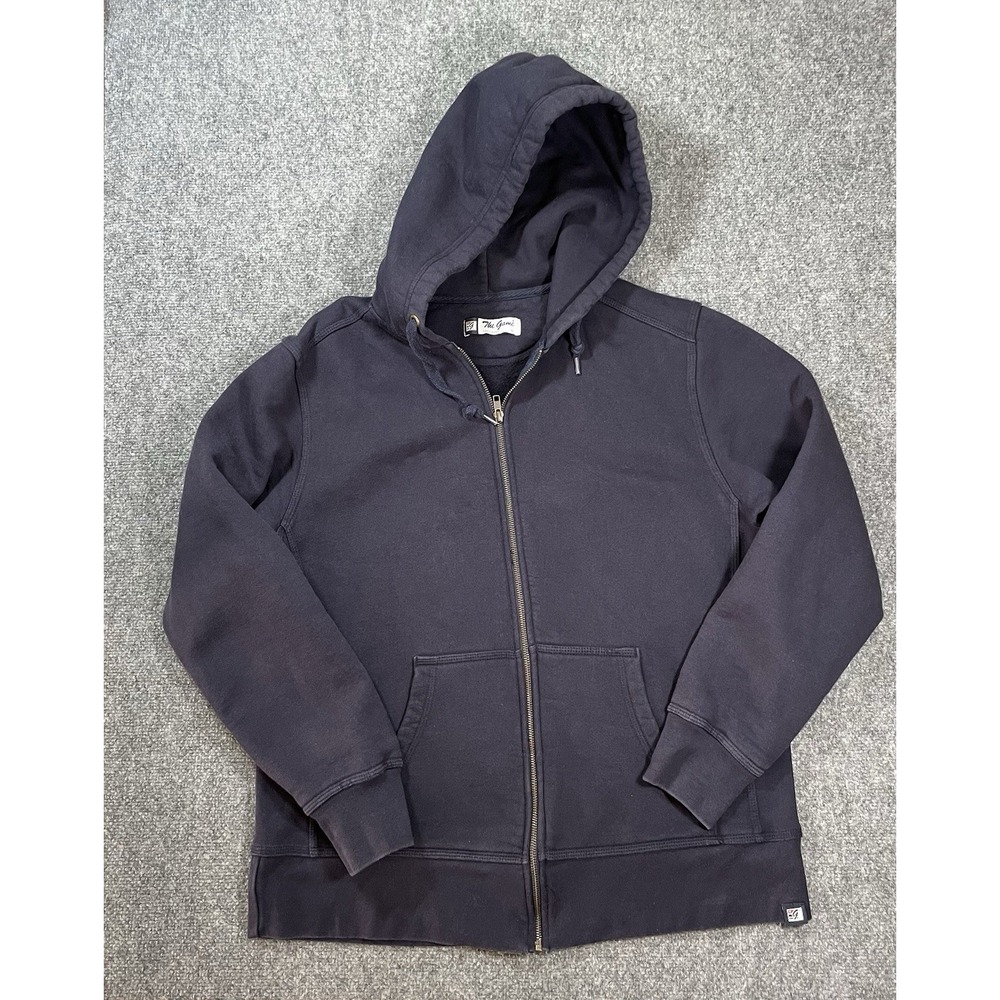 The Game Mens XL Navy Blue Hoodie Full  Zip Sweatshirt Made In USA Heavy